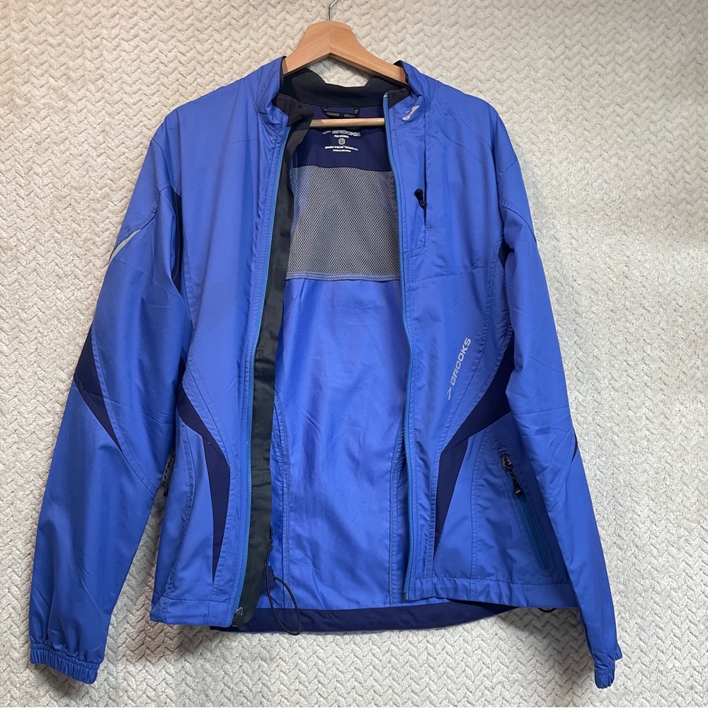 Brooks Womens Large Blue Shelter Tech Full Zip Running Vented Jacket Activewear - Picture 8 of 12